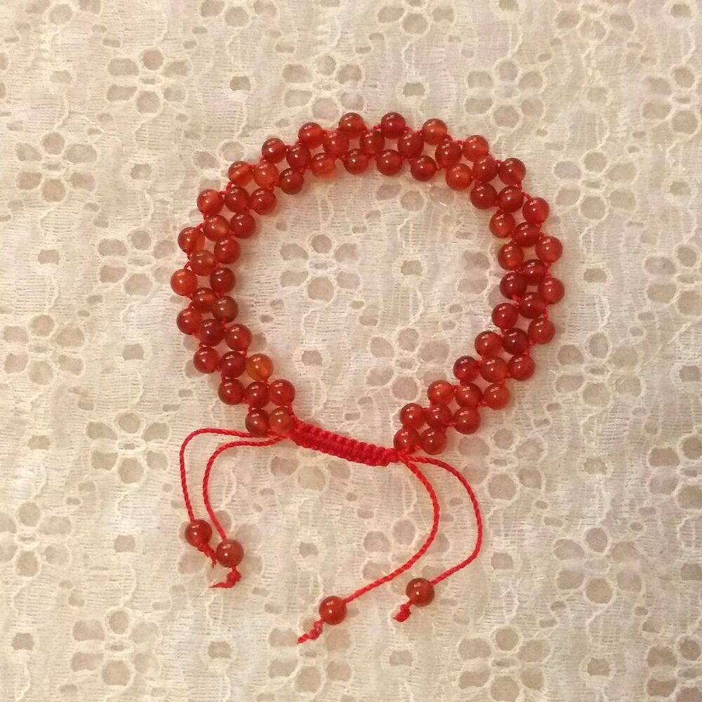 New Natural Red Agate Mini Beads Size 4mm Handmade Bracelet
